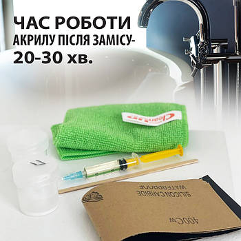 "PRO" Ремкомплект для акрилових ванн, для сколів ванн (поліроль,мікрофібра,шкурка)