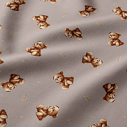 Бязь "Ведмедики мрійники" на кавовому тлі, №5805