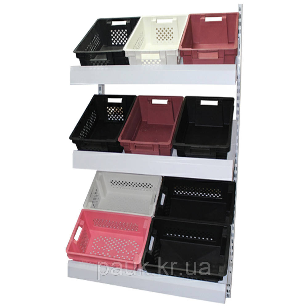 Овочевий стелаж 1900х950 мм ТИП 4, приставний стелаж торговий, стелаж під пластикові ящики, стелажі торгові, фото 1