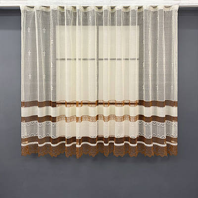 Тюль сітка висотою 1,5м., колекції "Juli". Колір молочний з карамельним. Код 1876т