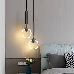 Підвіс зі світлодіодним колом та чорним корпусом D2218/1 BK