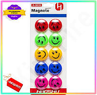 KI Магніт для дошки Смайлик GET ONE 3 см набір з 10 штук розвиваючі іграшки для дітей унісекс яскраві кольори FIR41_R