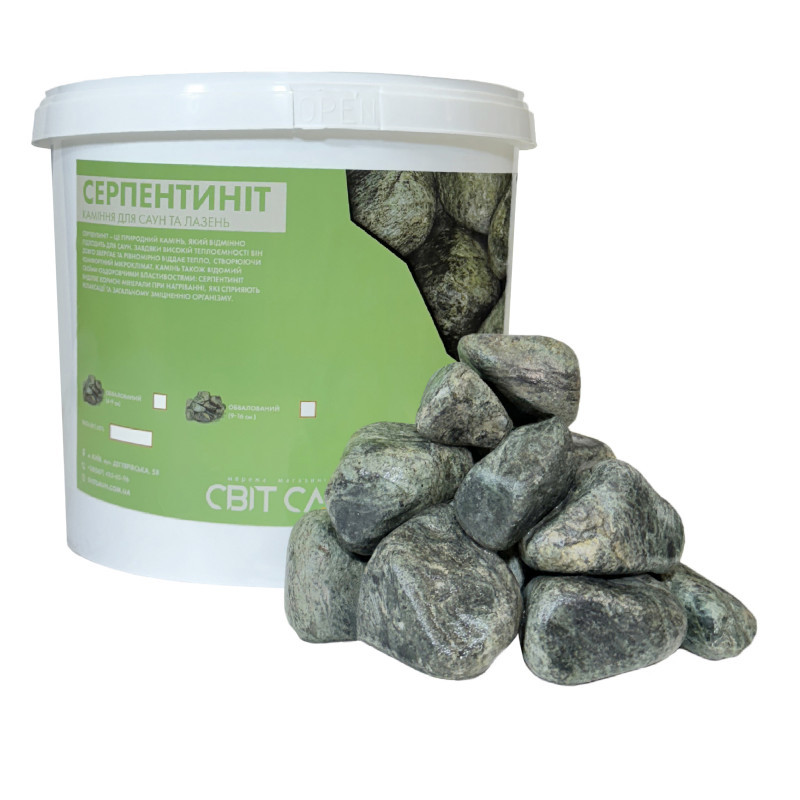 Каміння для сауни Серпентиніт обваловане 4-11 см / 10 кг, фото 1