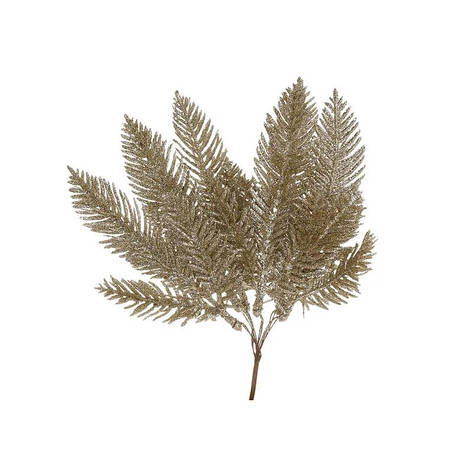 Штучна гілка 24 см Флористичний матеріал для декору з гліттером Шампань, фото 1