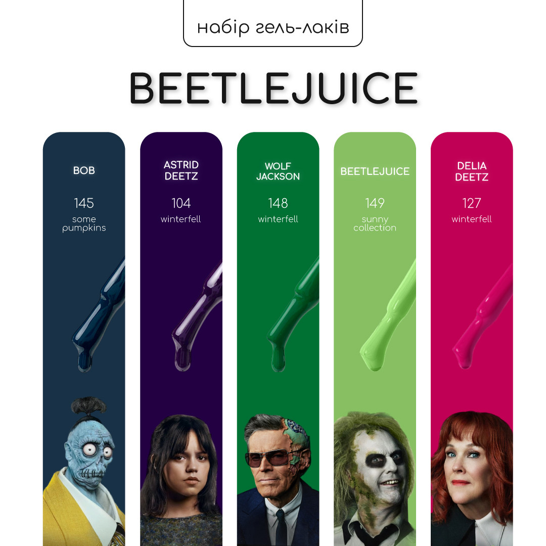 Набір гель-лаків Nice for you 4+1 Beetlejuice, фото 1