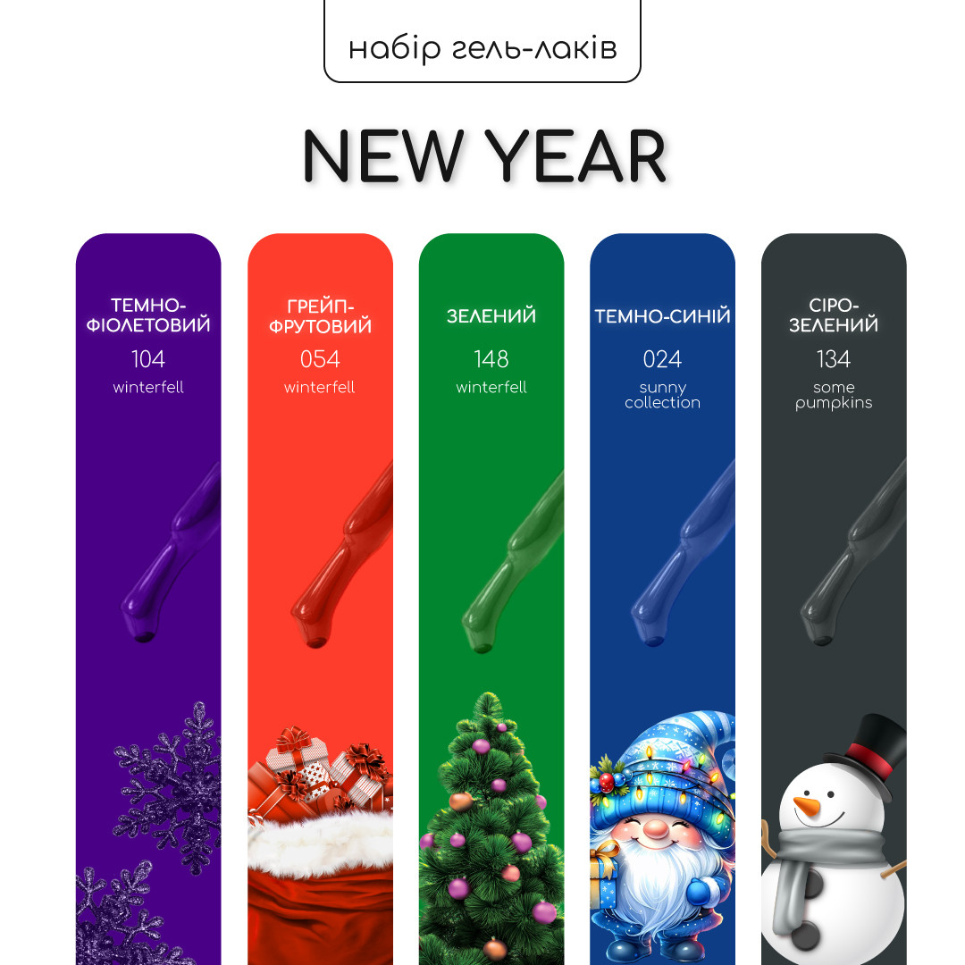 Набір гель-лаків Nice for you 4+1 New Year, фото 1