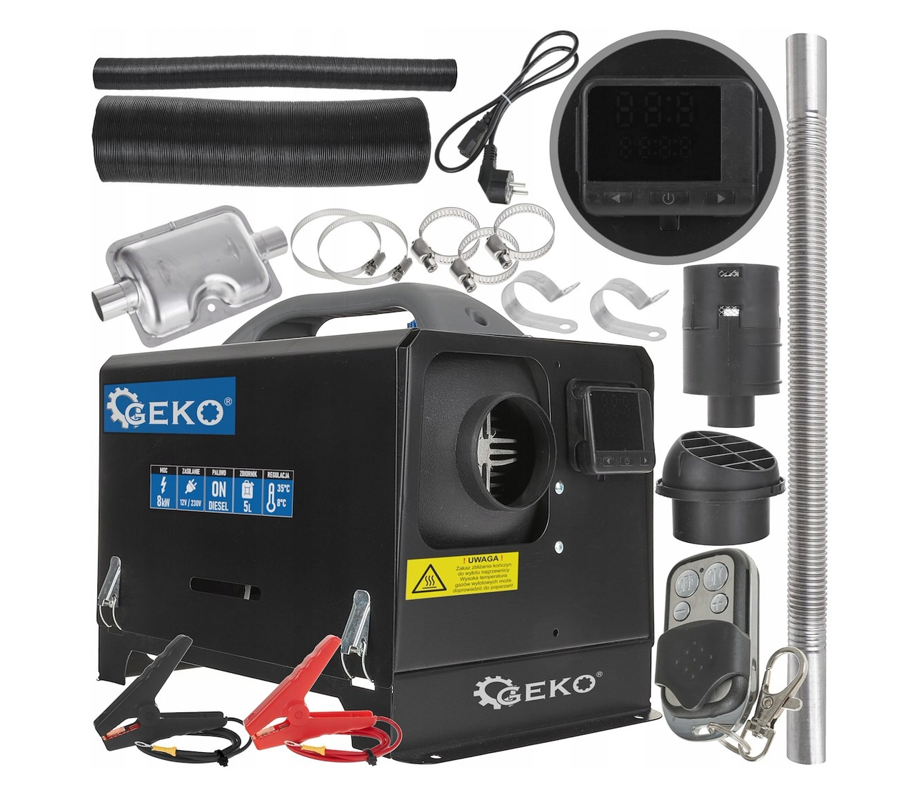 Масляний стоянковий обігрівач GEKO G80456 12 В / 230 В, 8 кВт з РК-дисплеєм та дистанційним керуванням WEBASTO, фото 1