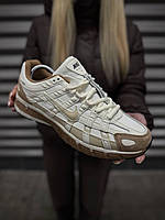 Чоловічі бежеві термо кросівки осінь зима Nike P-6000, зимові шкіряні кросівки до -10 градусів для чоловіків