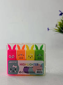 Набір текстових маркерів 4 шт. Зайчики У пластиковому боксі (RM1576)