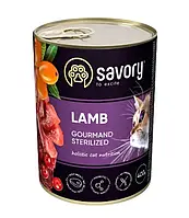 Вологий корм SAVORY Cat Adult Сейворі для стерилізованих кішок з ягням 400 гр