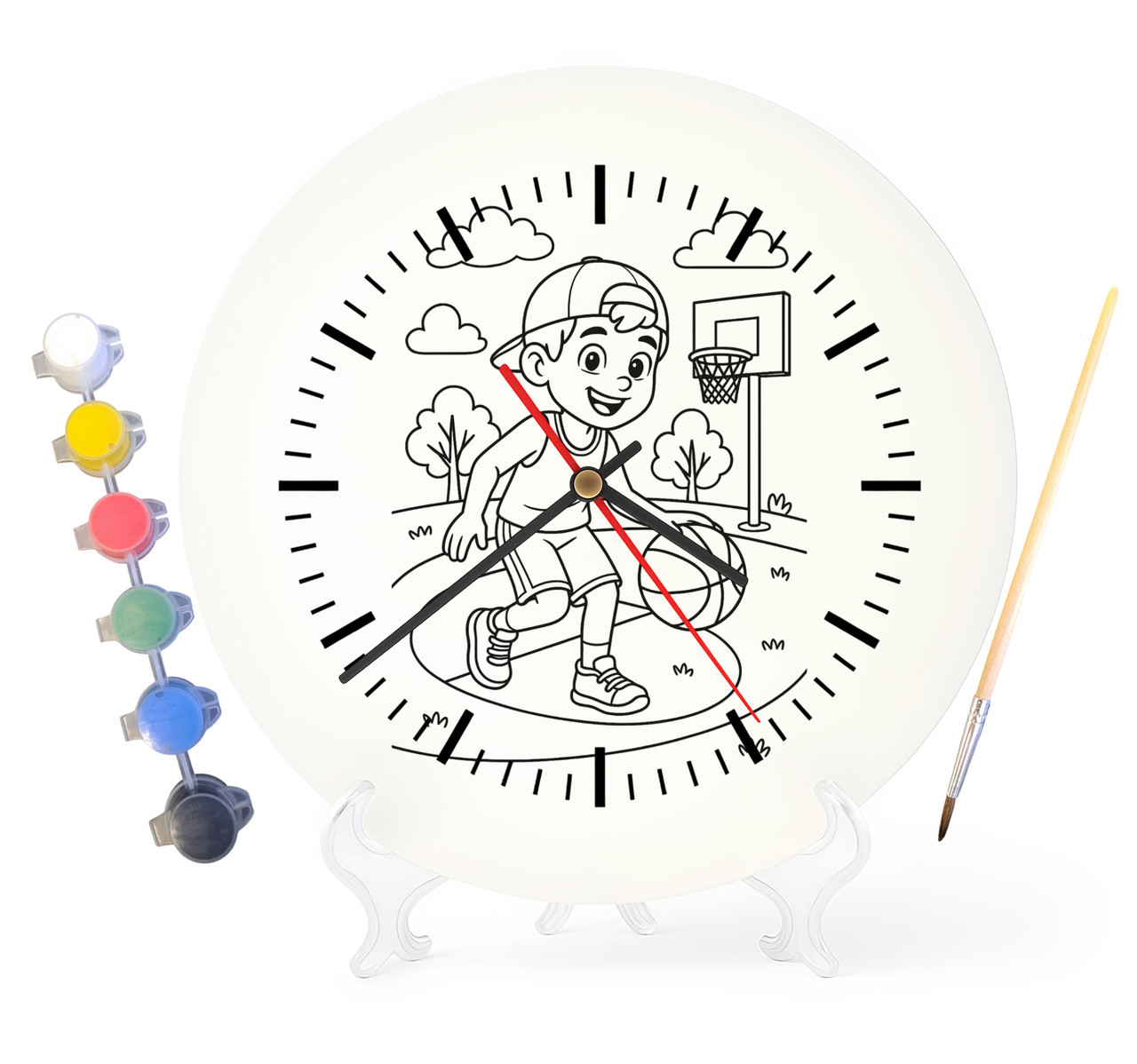 Дитячий набір для творчості годинник розмальовка Баскетбол 30 см (Г0043), фото 1