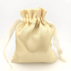 Подарунковий мішечок з атласу з оверлоком 10х12 см (+-5 мм) 1 шт. Шампань