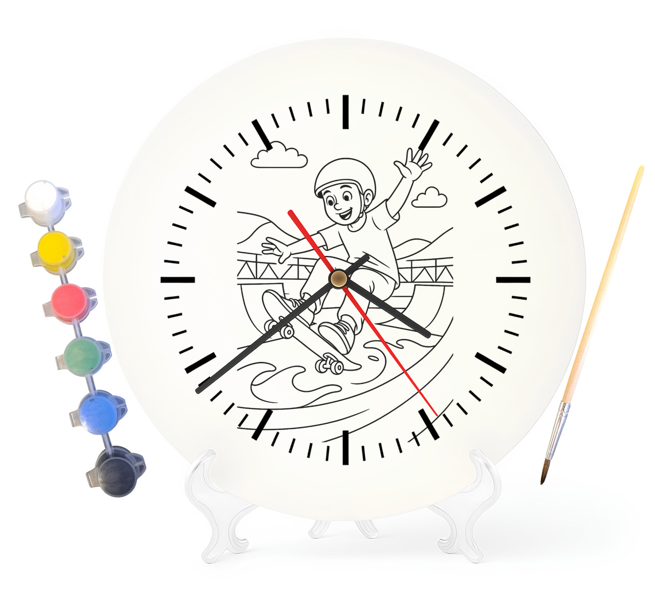 Дитячий набір для творчості годинник розмальовка Скейтер 30 см (Г0044), фото 1