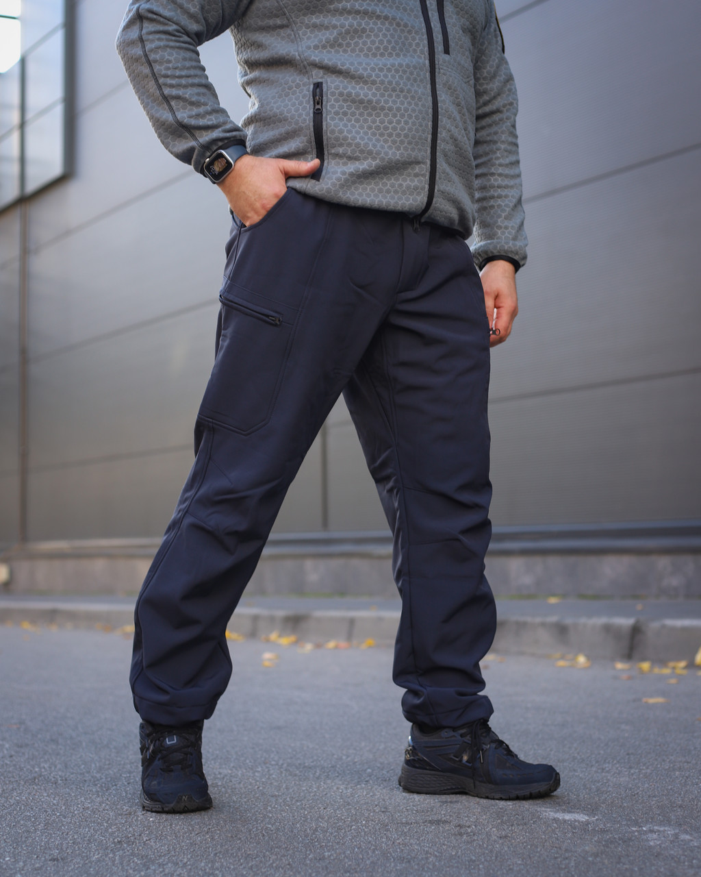 Штани зимові Софтшелл термофліс сині для ДСНС