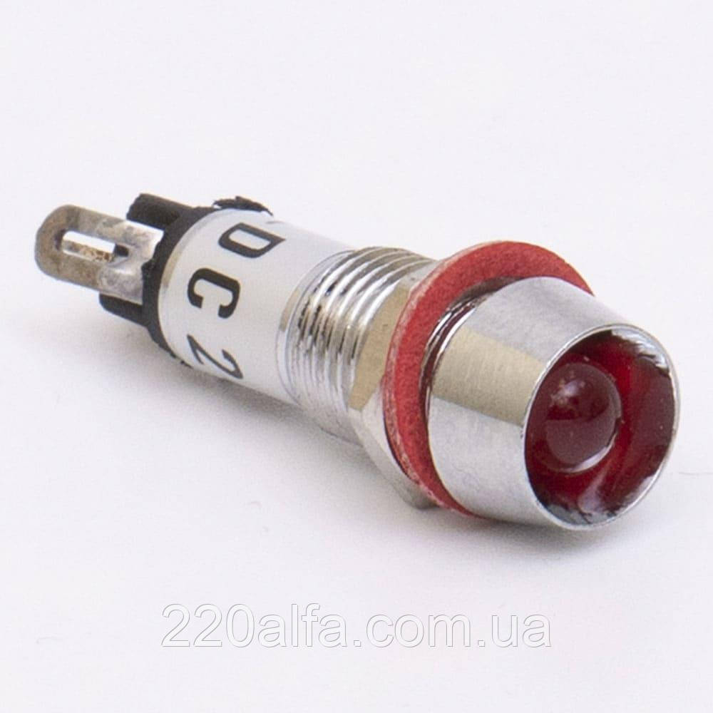 Світлодіодний індикатор металевий AD22C-8 220v AС, червоний, фото 1