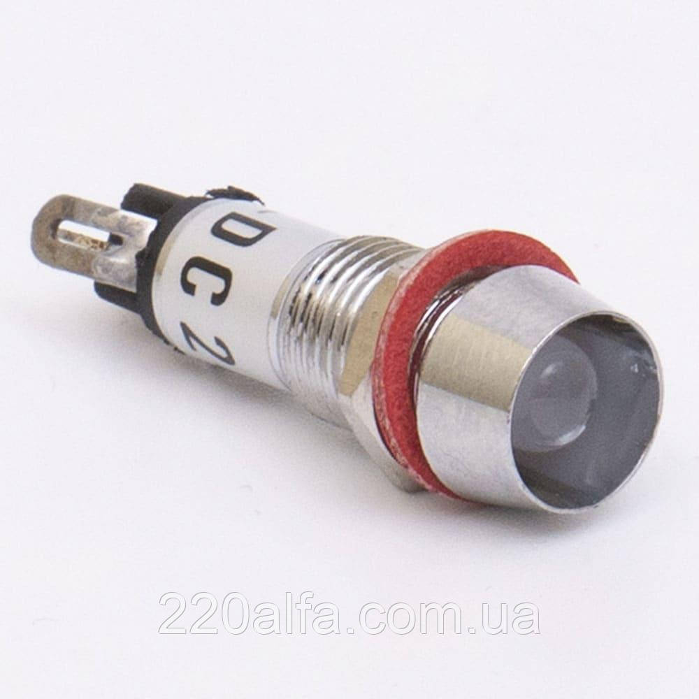 Світлодіодний індикатор металевий AD22C-8 220v AС, білий, фото 1