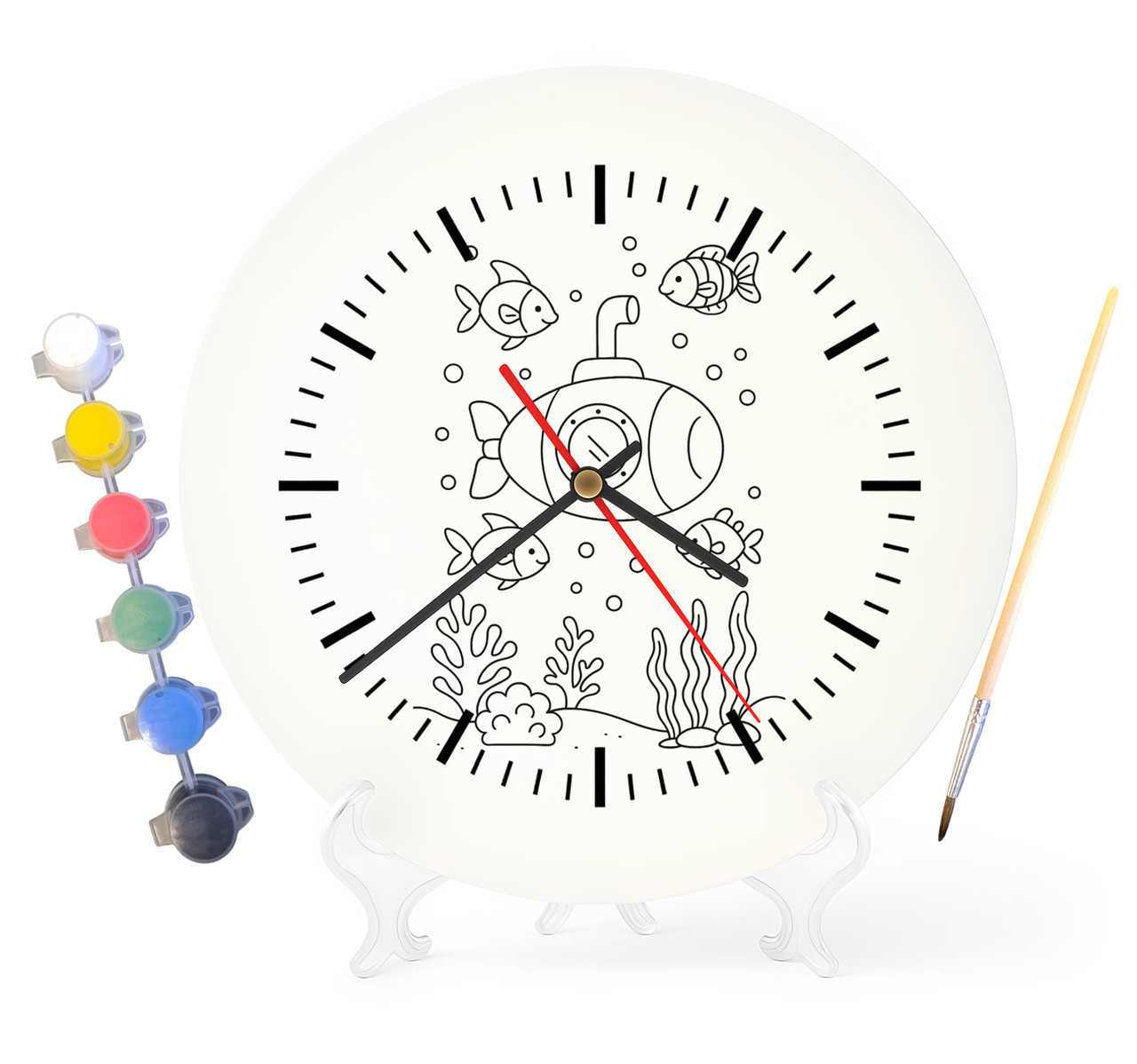 Дитячий набір для творчості годинник розмальовка Підводний човен 30 см (Г0046), фото 1