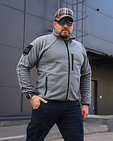 Кофта фліс соти Гексагон на блискавці Сіра