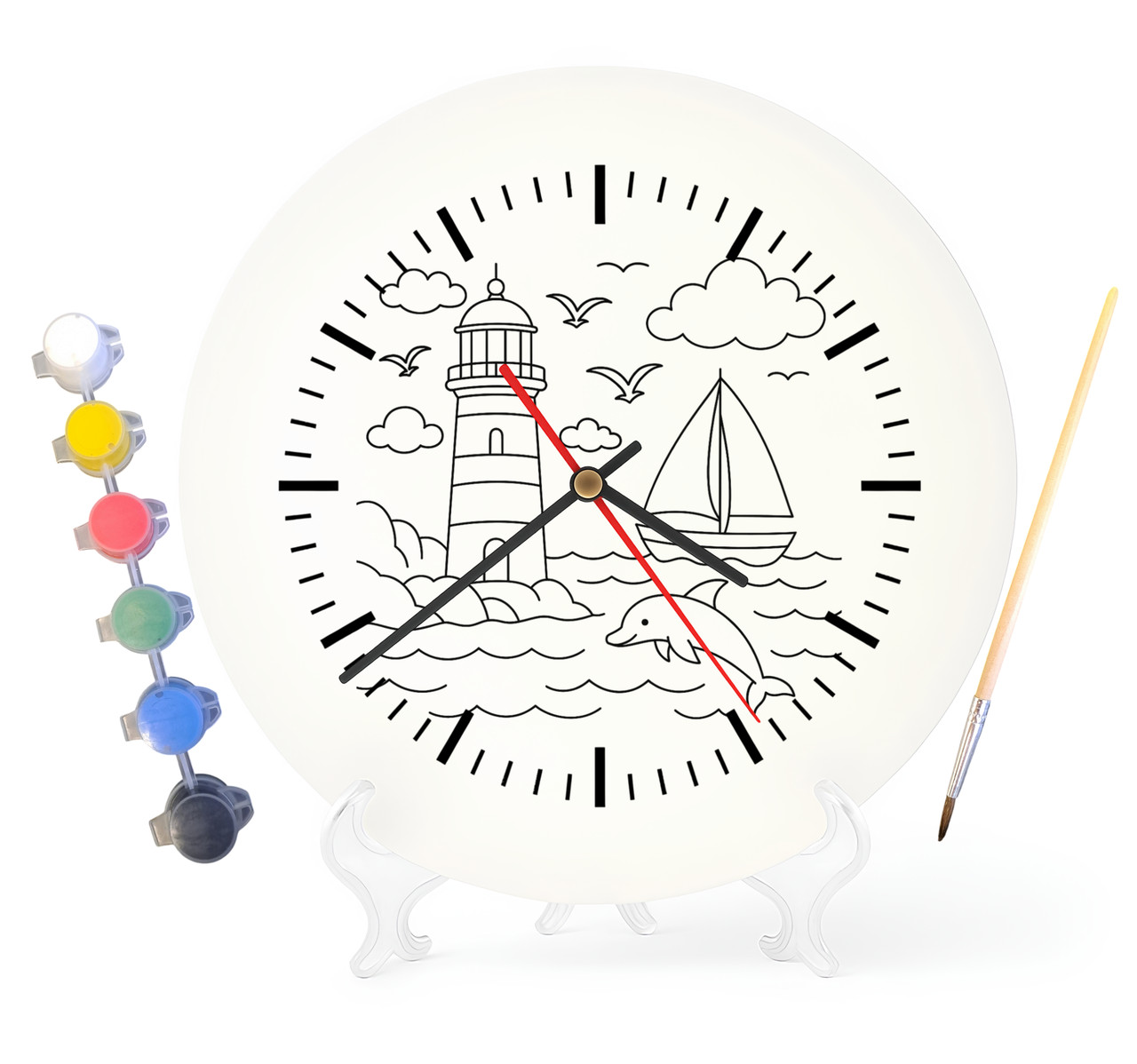 Дитячий набір для творчості годинник розмальовка Маяк 30 см (Г0047), фото 1