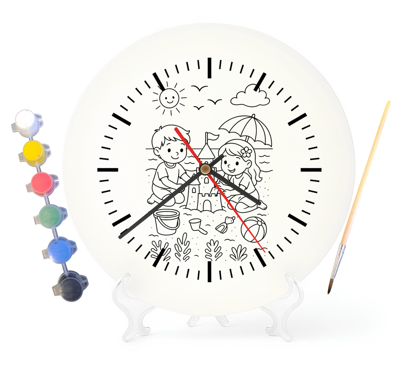 Дитячий набір для творчості годинник розмальовка Пісочний замок 30 см (Г0048), фото 1