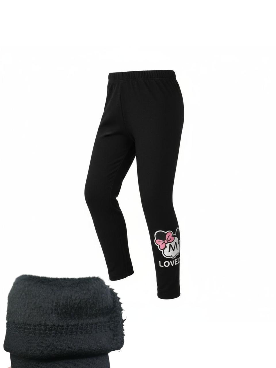 Дитячі лосини трикотаж на хутрі з принтом, фото 1