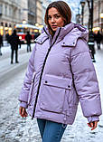 Зимова бузкова жіноча куртка-, фото 3