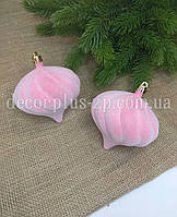 Іграшка новорічна флокована "Зефірка" 9*9см . Рожева