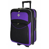Велика дорожня валіза на колесах Bonro Style L чорно-фіолетова тканинна з кодовим замком і висувною ручкою, фото 3