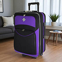 Дорожня валіза на колесах Bonro Style M невелика тканинна чорно-фіолетова з кодовим замком і висувною ручкою, фото 4