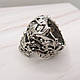 Каблучка срібляста масивна перстень чоловіча ретро череп з давніми візерунками 22 розмір IgnisFlos229, фото 2