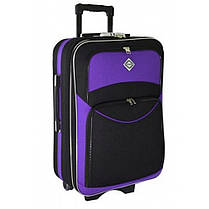 Велика дорожня валіза на колесах Bonro Style L чорно-фіолетова тканинна з кодовим замком і висувною ручкою, фото 2