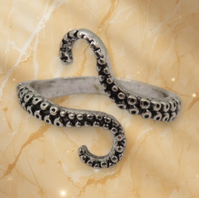 Каблучка срібляста з щупальцями восьминога регульована IgnisFlos456, фото 1