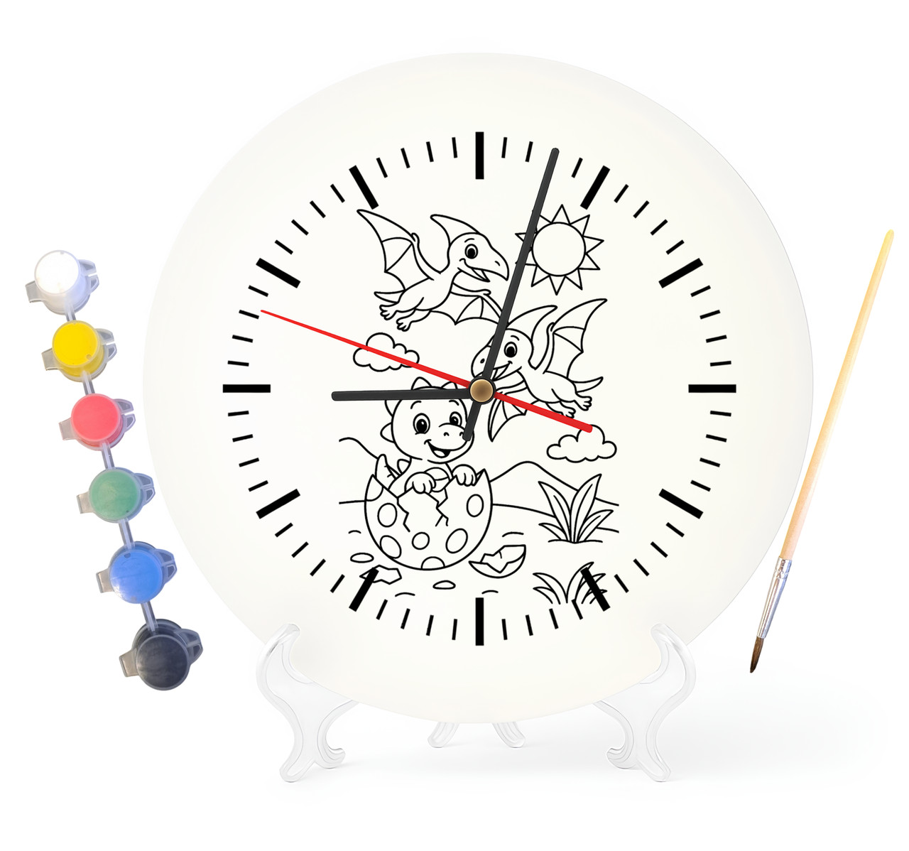 Дитячий набір для творчості годинник розмальовка Діти Динозаври 30 см (Г0052), фото 1