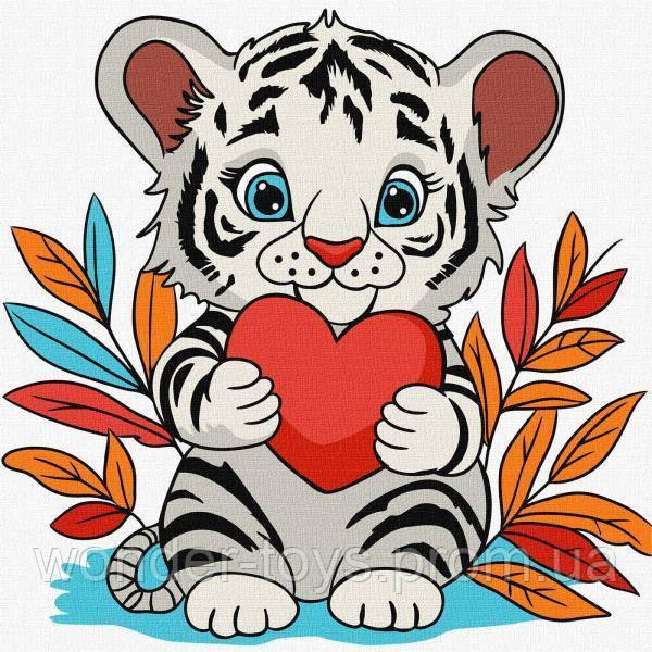 Набір для розпису по номерах для дітей "Чудове тигреня" 25х25cm, фото 1