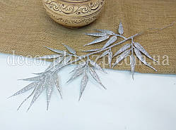 Гілочка лист бамбук новорічна. Срібло