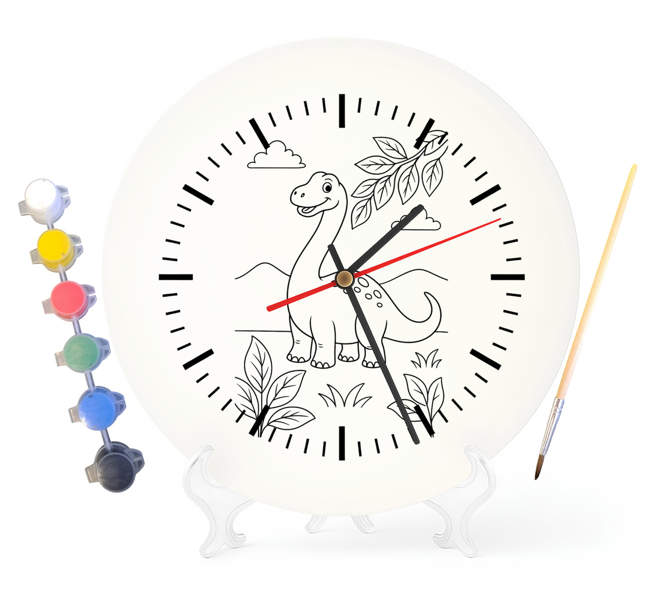Дитячий набір для творчості годинник розмальовка Динозавр Диплодок 30 см (Г0053), фото 1