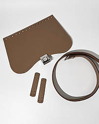 Набір шкіряної фурнітури для сумки МК 6.0, кава, натуральна шкіра