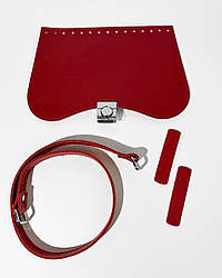 Набір шкіряної фурнітури для сумки МК 6.0, флотар червоний, натуральна шкіра
