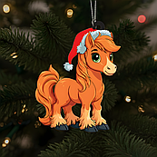 Різдвяна іграшка конячка символ року в асортименті новорічні дерев'яні прикраси іграшки фігурки підвіски на ялинку та для декору