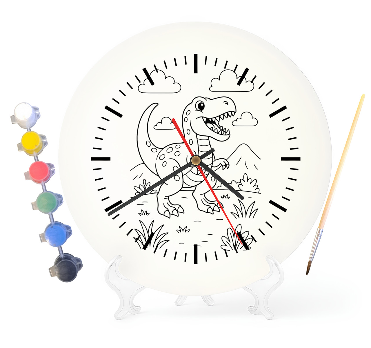 Дитячий набір для творчості годинник розмальовка Динозавр Тиранозавр Рекс 30 см (Г0055), фото 1