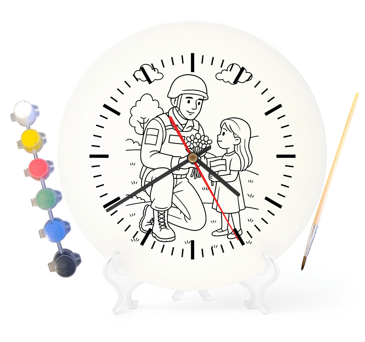 Дитячий набір для творчості годинник розмальовка Захисники України 30 см (Г0057), фото 1