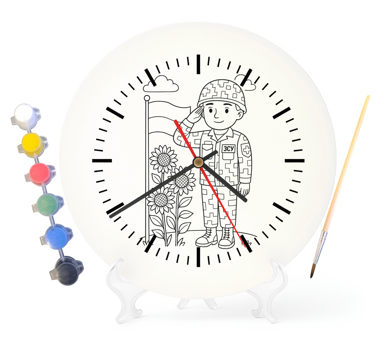 Дитячий набір для творчості годинник розмальовка ЗСУ 30 см (Г0058), фото 1