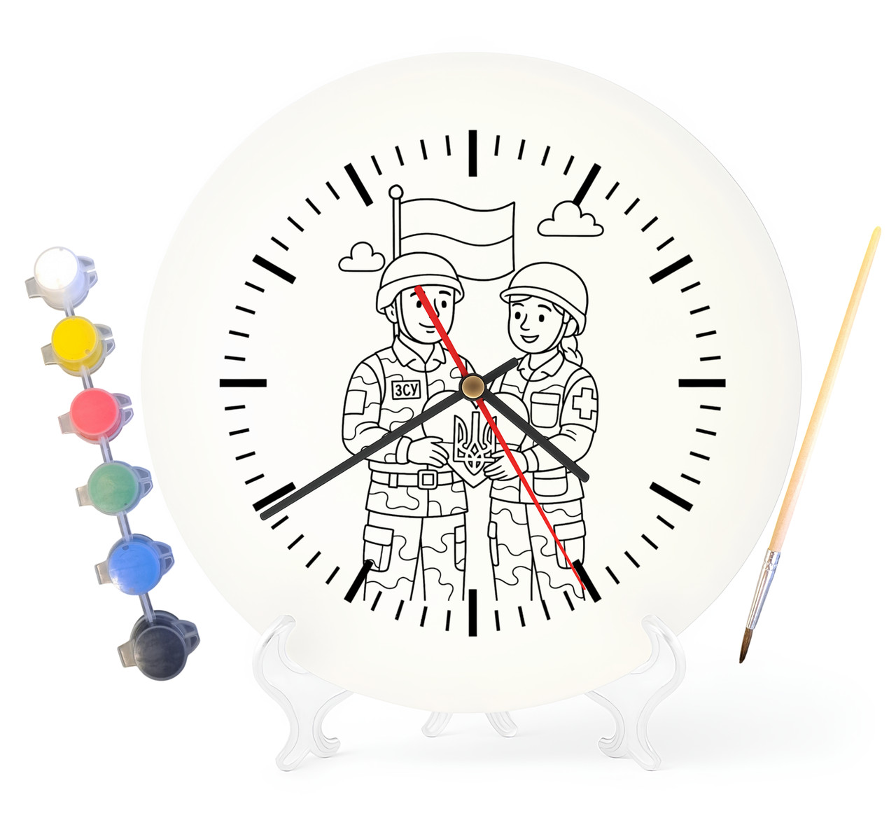 Дитячий набір для творчості годинник розмальовка Збройні сили України 30 см (Г0059), фото 1