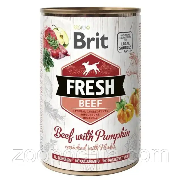 Вологий корм Brit Fresh Beef with Pumpkin для собак з яловичиною 400 гр, фото 1