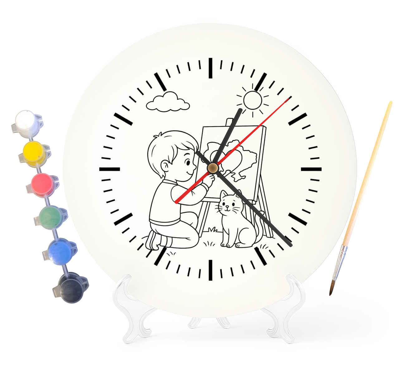 Дитячий набір для творчості годинник розмальовка Україна 30 см (Г0060), фото 1