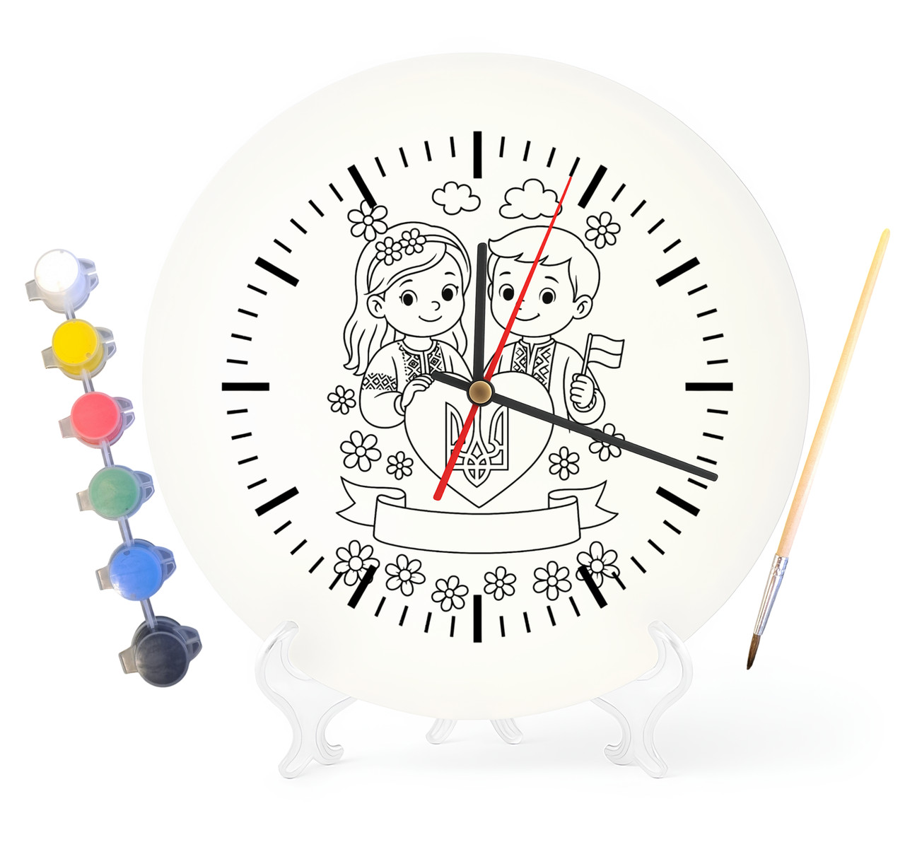 Дитячий набір для творчості годинник розмальовка Я люблю Україну 30 см (Г0061), фото 1