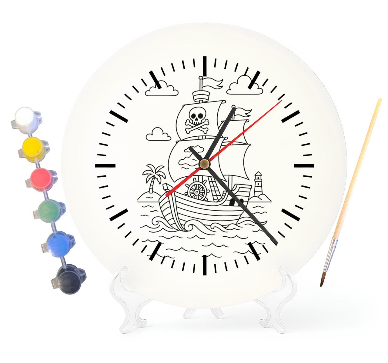 Дитячий набір для творчості годинник розмальовка Піратський корабель 30 см (Г0062), фото 1