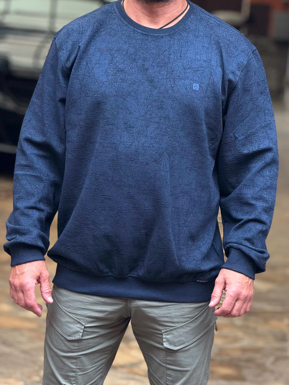 Світшот чоловічий Gaballi великий розмір 6XL–9XL жакард щільний м’який Туреччина,9XL, Темно-синій, фото 1