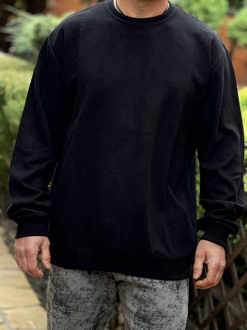 Світшот чоловічий великих розмірів T-Ring 7XL–10XL теплий селанік мікровелюр,9XL, Чорний, фото 1