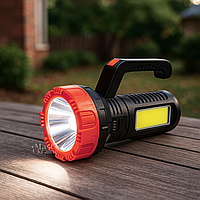 Ліхтар акумуляторний світлодіодний LED/COB, ручний ліхтарик з боковим світлом, зарядка від USB, XS-520